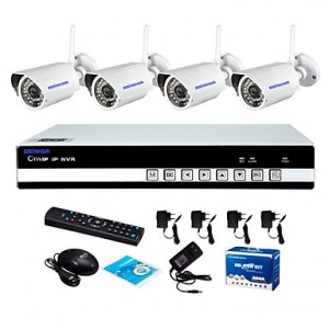 4CH Wifi H.264 NVR Kit(4pcs Wireless 1.0MP 3.6mm D...