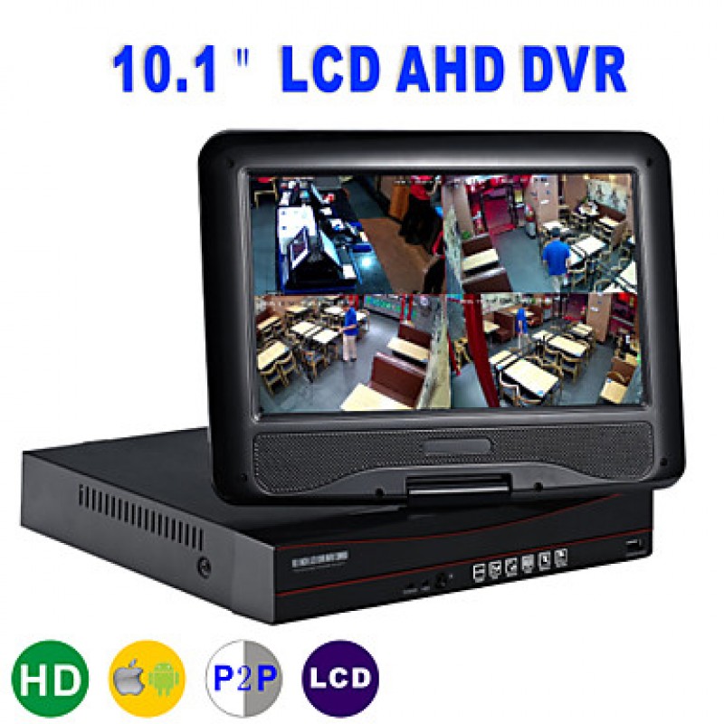 AHD Camera with 720P/Infrared/Waterproof and 4CH AHD DVR with 10.1 Inch LCD Combo Kits  