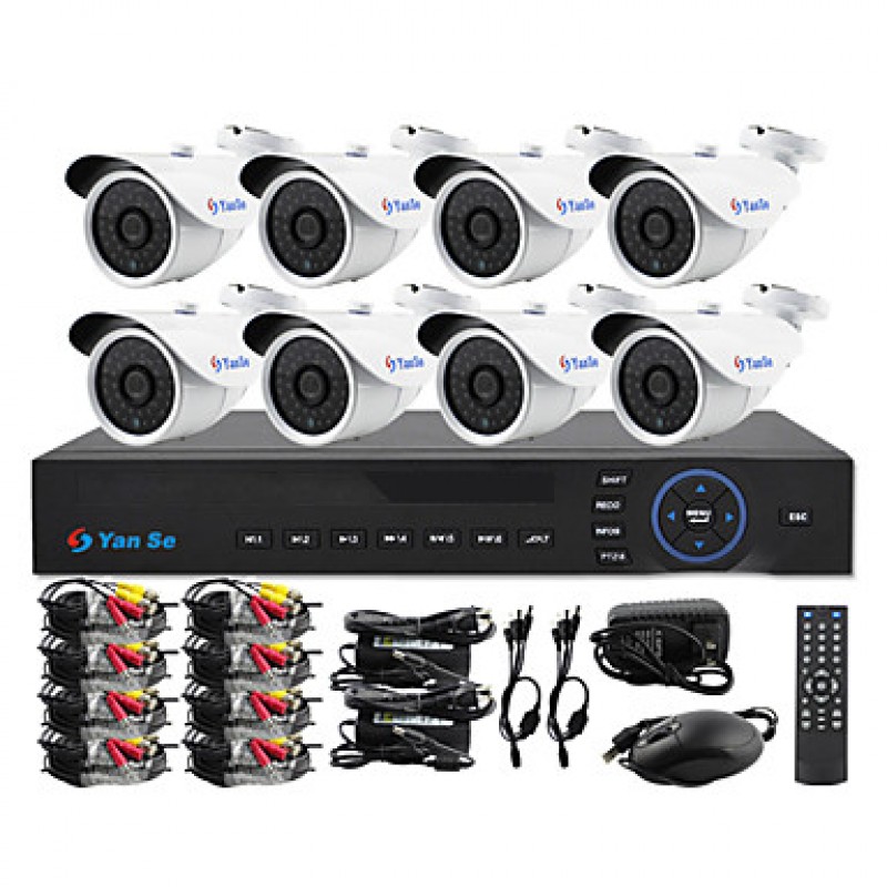 8CH D1 1000TVL CCTV DVR Kit IR Color Waterproof Security Cameras System 6mm (100ft Cable) F278CF08  