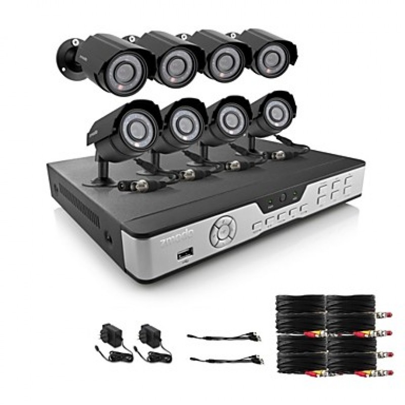 8 CH Key DVR 4 Outdoor 600TVL Day Night CCTV Home Security Camera System  