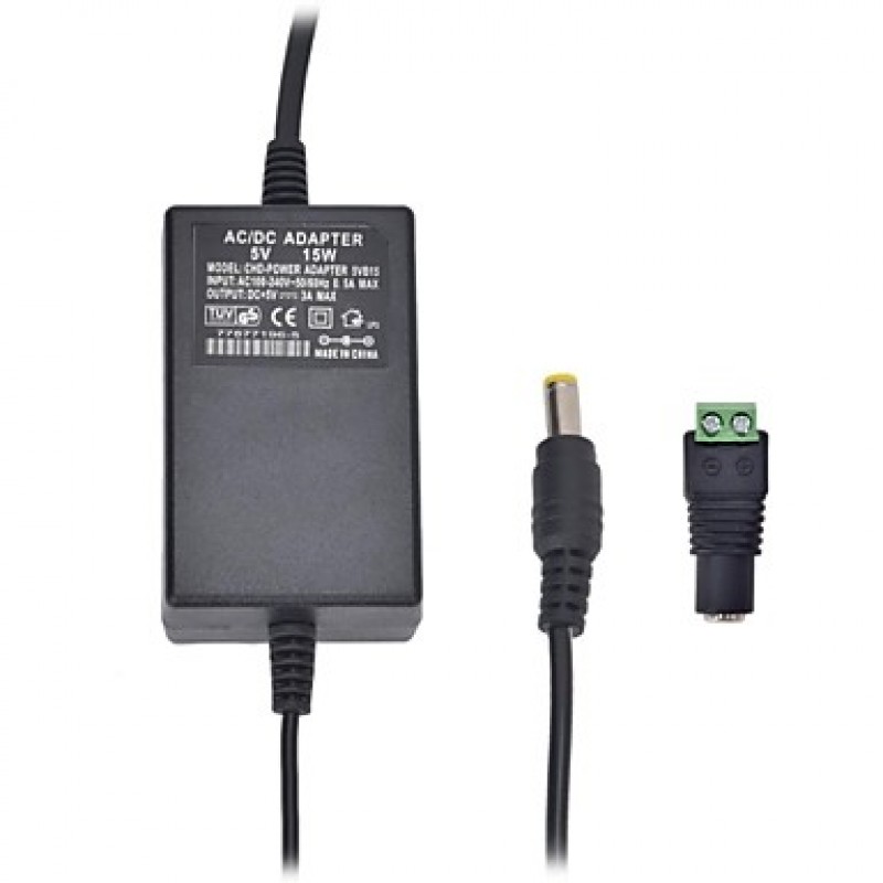  15W 5V 3A AC Power Supply w/ 5.5 x 2.1mm DC Adapter for CCTV Security Camera - Black (100~240V / US Plug)  