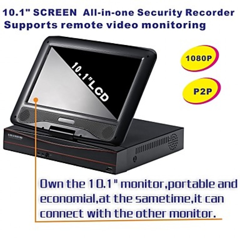 AHD Camera with 960P/Infrared/Waterproof and 4CH AHD DVR with 10.1 Inch LCD Combo Kits  