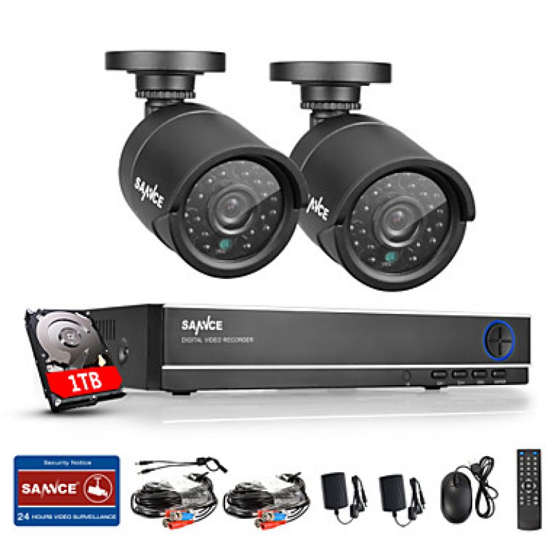 4CH 720P AHD Vedio DVR CCTV Home Surveillance Security Camera System with 1TB HDD  