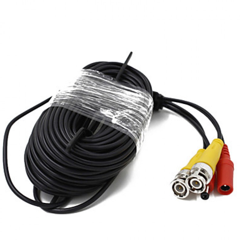 60FT(20M) CCTV Security Surveillance Camera Video Power Extension Cable Pre-made All-in-One BNC RCA Cable  