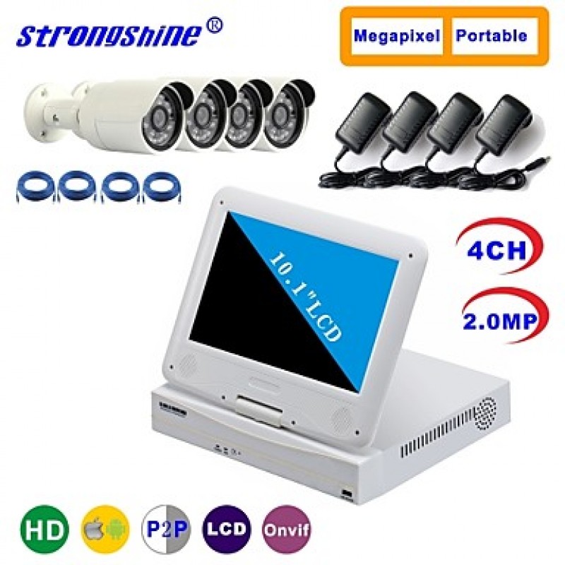 IP Camera with 1080P/Infrared/Water-proof And NVR with 10.1Inch LCD Combo Kits  