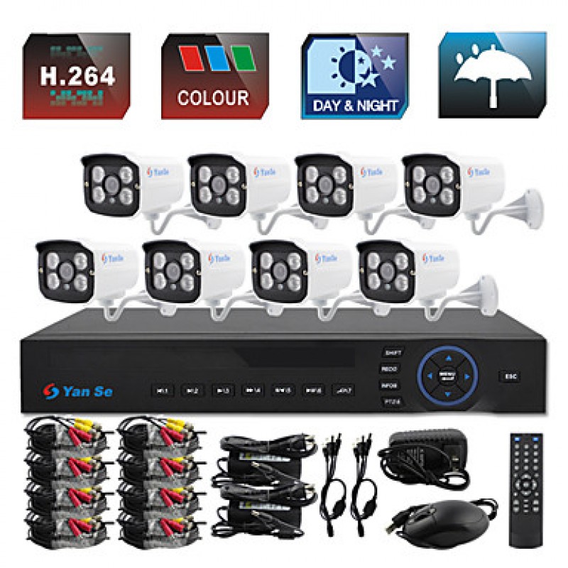 8CH 960H 1000TVL CCTV DVR Kit IR Camera Color Waterproof Security Cameras System 3.6mm 720CFW08  