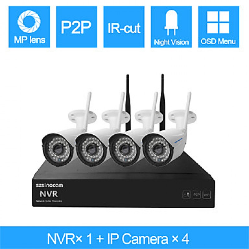 4CH 960P 1.3MP WIFI NVR Kits,No Need To Set, You Can  The Image,Support Mobile phone P2P.  