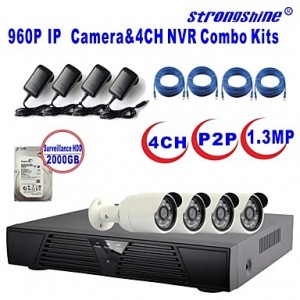 IP Camera with 960P/Infrared/Waterproof and 4CH  H...