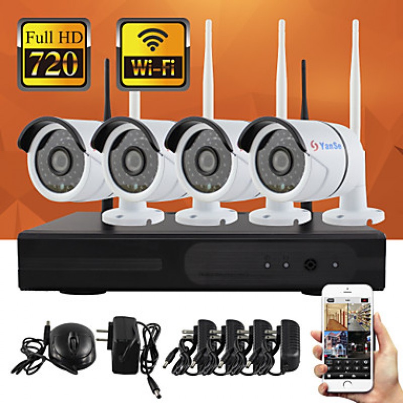 Plug and Play Wireless NVR Kit P2P 720P HD Outdoor/Indoor IR Night Vision Security IP Camera WIFI CCTV System  