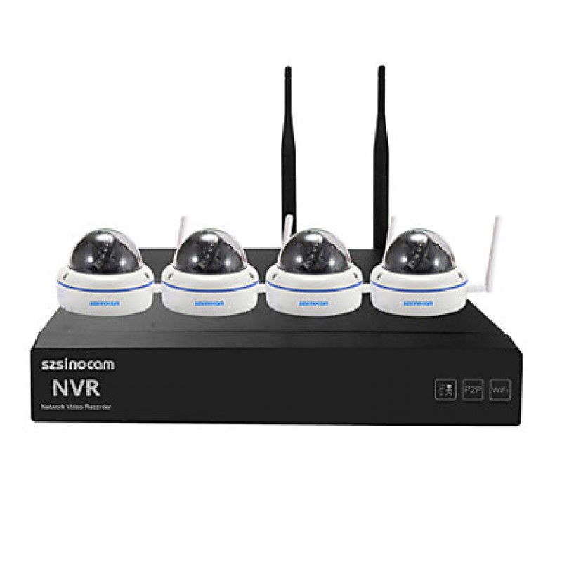 Metal Dome 4CH 960P 1.3MP WIFI NVR Kits,No Need To Set, You Can  The Image,Support Mobile phone P2P.  