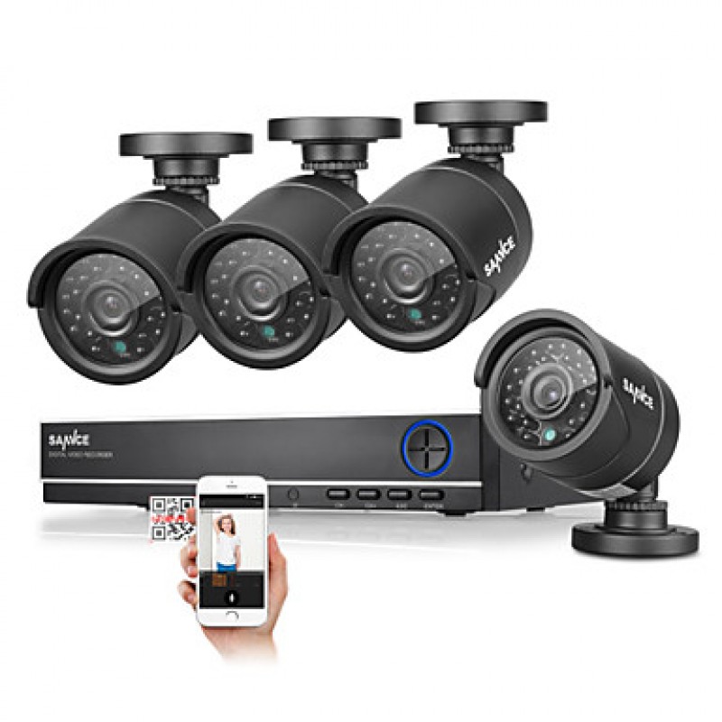 4CH AHD DVR 4PCS 720P IR Weatherproof Outdoor CCTV Camera Home Security Surveillance Kits CCTV System  