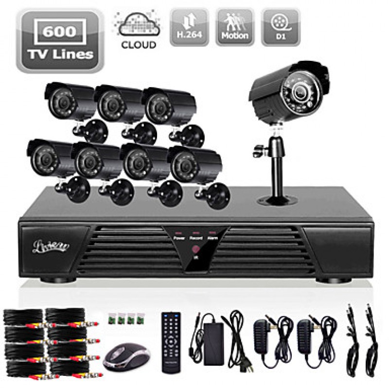 Full 960H 8CH DVR and Outdoor 800TVLine Day/Night Camera System  