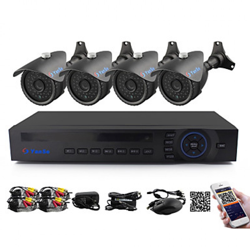 4CH DVR Kit CCTV Cameras Seystem IR Color Waterproof Security Cameras (8CH 960H HDMI DVR) 1100TVL 3.6mm  