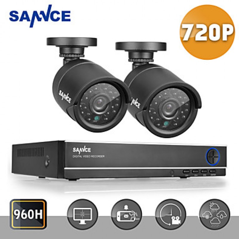 720P AHD 720P 4CH Vedio DVR Home Surveillance Security Camera System (Black)  