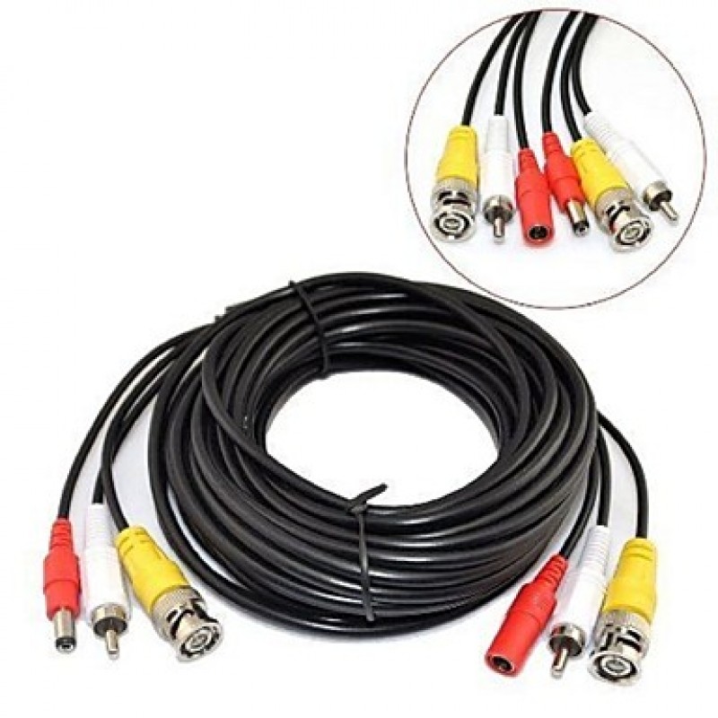 20M CCTV Security Surveillance Camera Video and Audio Powe Extension Cable Pre-made All-in-One BNC RCA Cable  