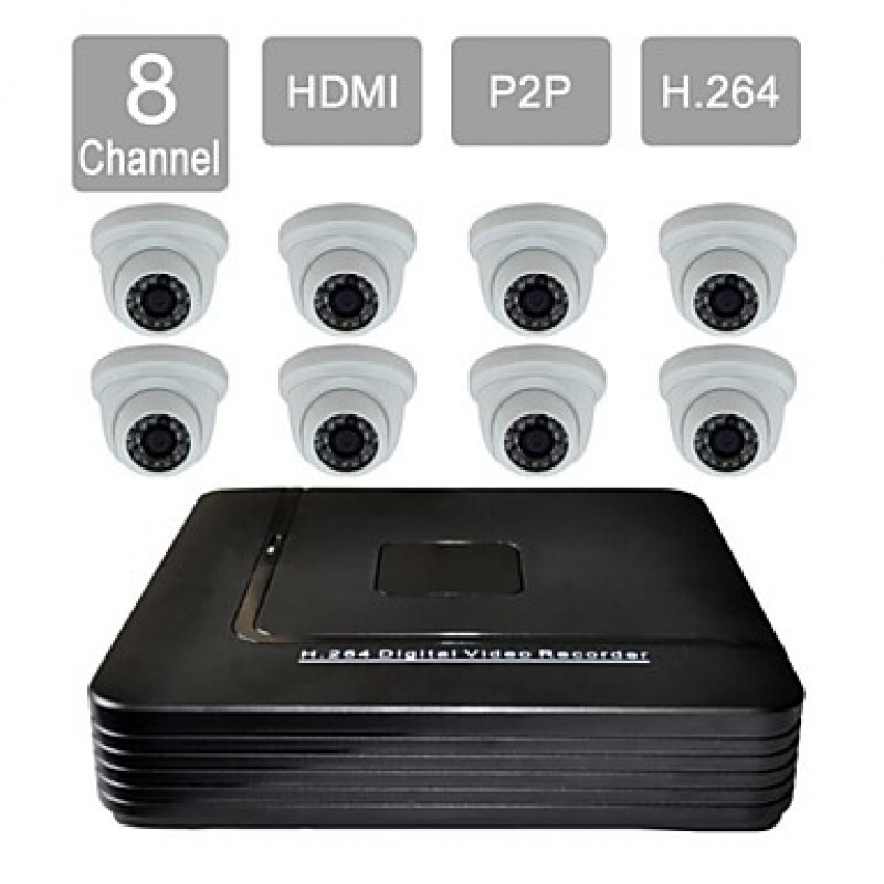 8 Channel HDMI CCTV DVR 8 Indoor Vision Security Camera System Kit 8813CA08V  