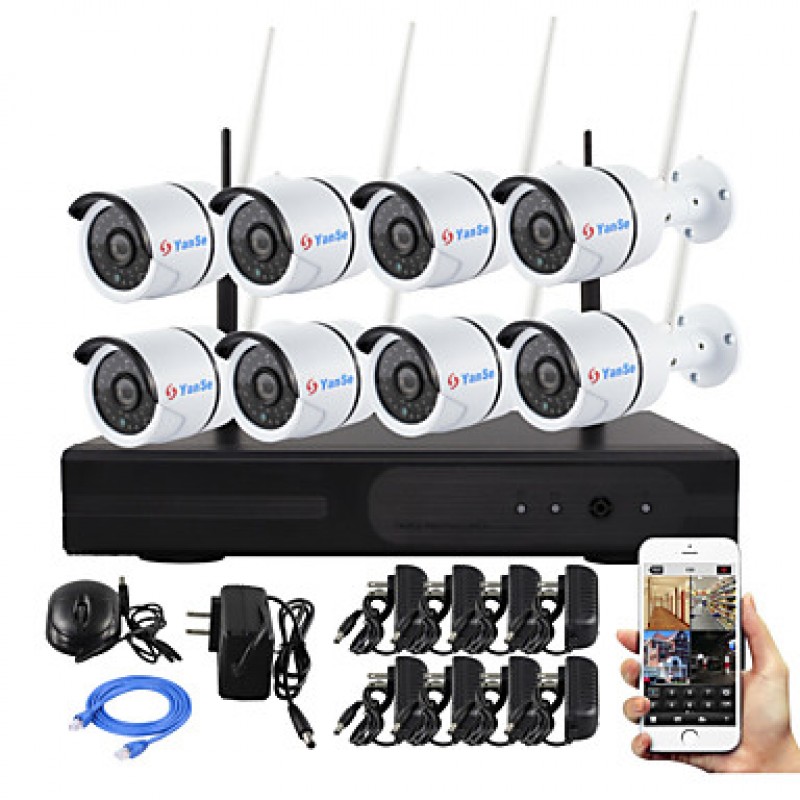 8CH Plug and Play Wireless NVR Kit P2P 720P HD Outdoor/Indoor IR Night Vision Security IP Camera WIFI CCTV System  