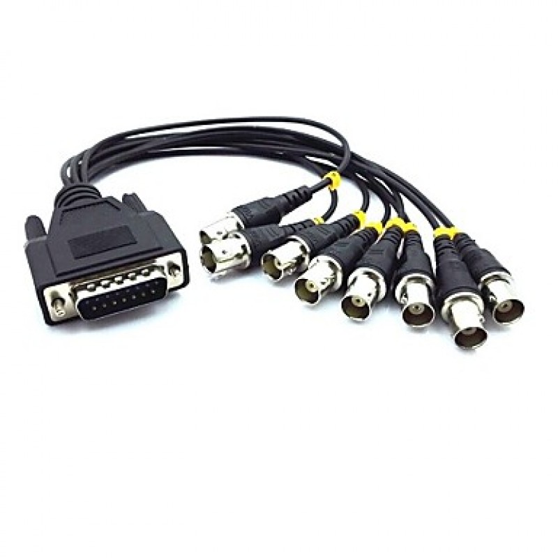 DB 15-Pin Male Break Out To 8 BNC Female Cable Connectors for CCTV System  