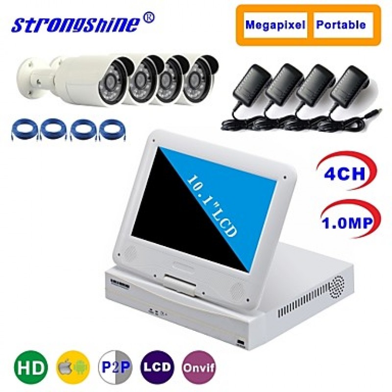 IP Camera with 720P/Infrared/Water-proof And NVR with 10.1Inch LCD Combo Kits  