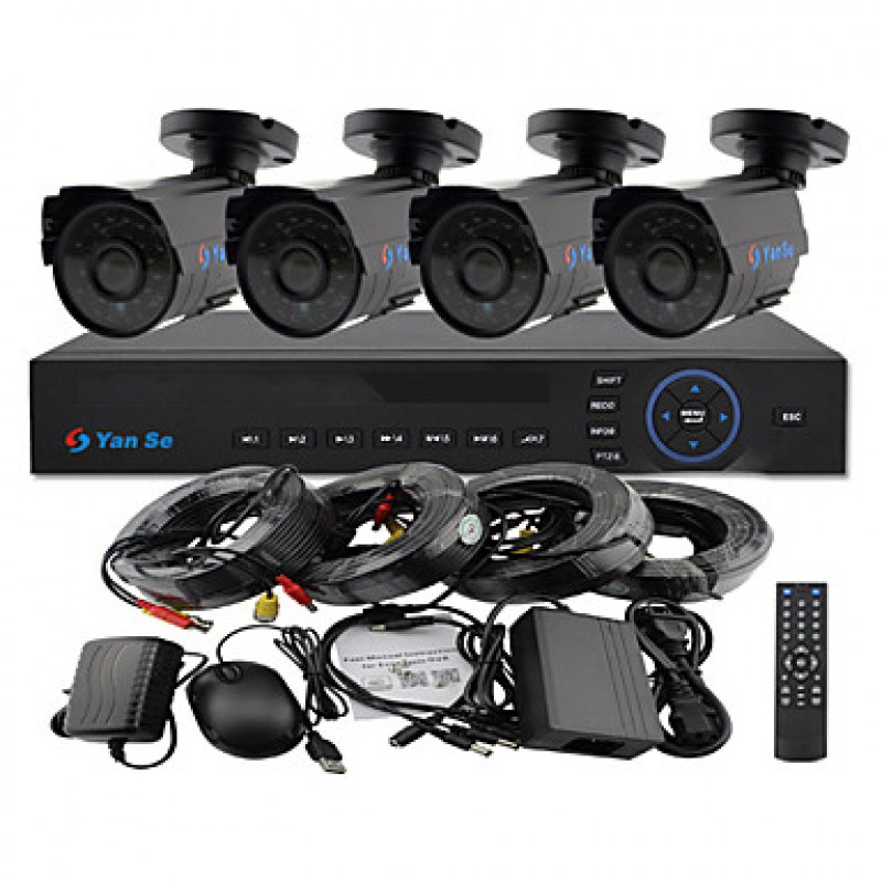 4CH 960H 1000TVL CCTV DVR Kit IR Camera Color Waterproof Security Cameras System 3.6mm S6624CF04  