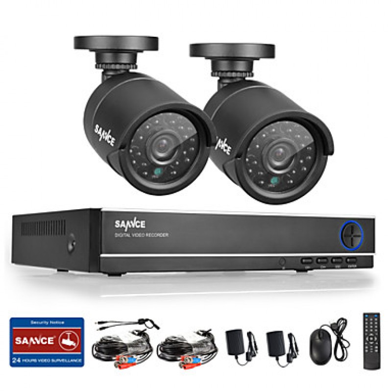 720P AHD 720P 4CH Vedio DVR Home Surveillance Security Camera System (Black)  